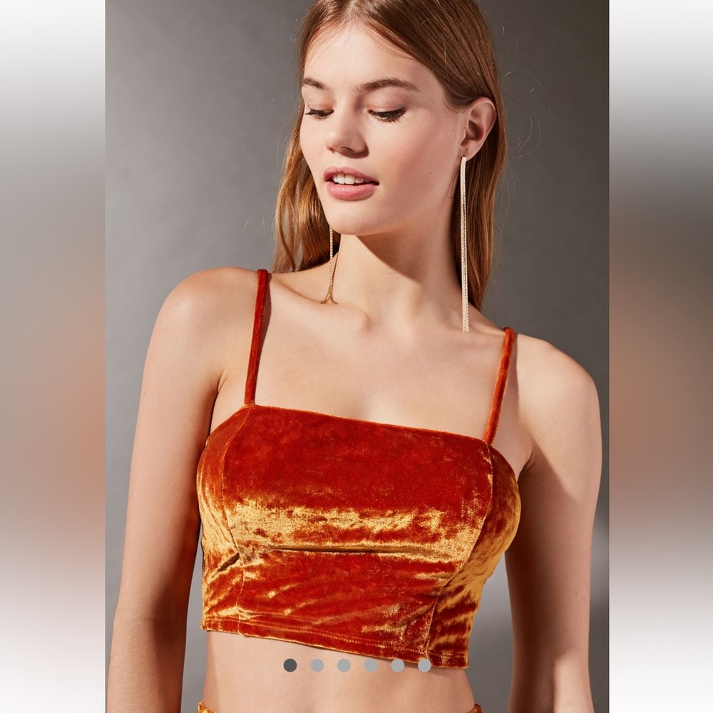 NWT Urban Outfitters Crushed Velvet Tank Top Dark Orange